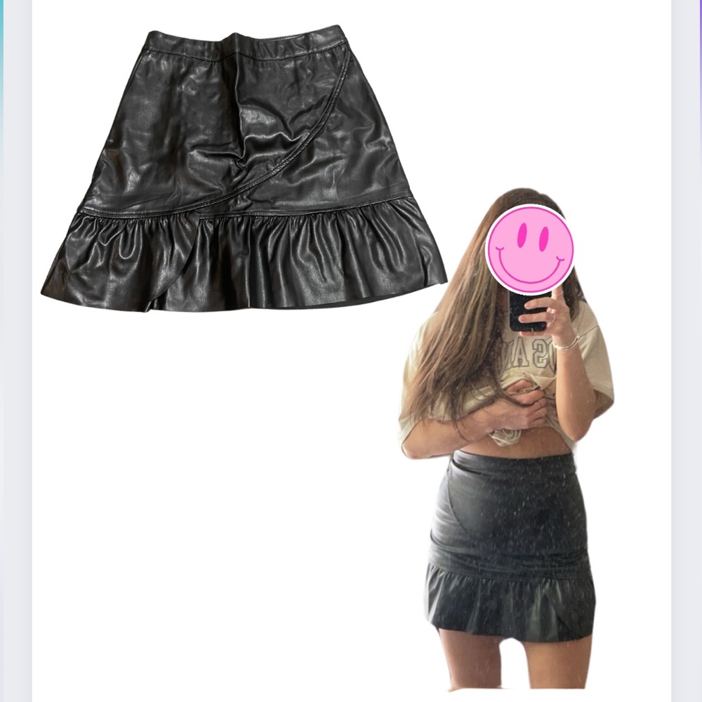 Leather Ruffle Skirt